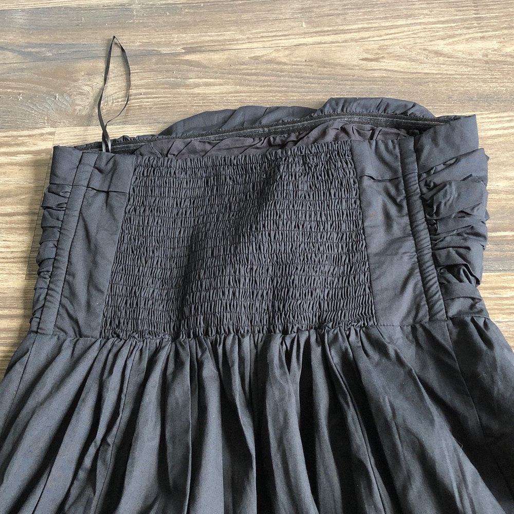 NWT Abercrombie and Fitch Strapless Midi Dress Black Poplin Pleated Ruched - Picture 8 of 15